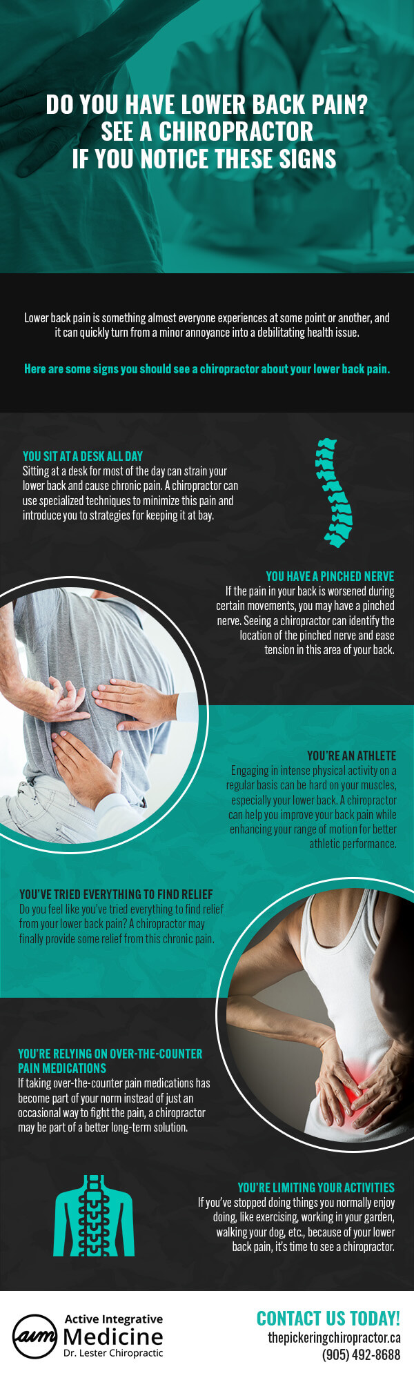 Chiropractic care can help with lower back pain.